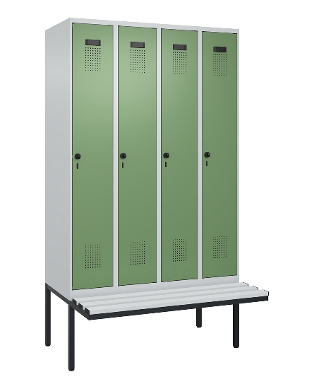 C+P Spind Evolo PLUS 0490407-10 mit Sitzbank 1 Abt.300mm Drehriegel (HxBxT) 2120x300x815mm 7016/7016