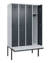 C+P Spind Evolo PLUS 0490407-10 mit Sitzbank 1 Abt.300mm Drehriegel (HxBxT) 2120x300x815mm 7016/7016