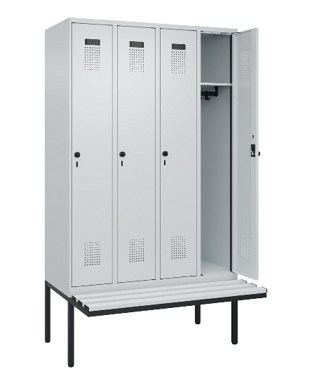 C+P Spind Evolo PLUS 0490407-10 mit Sitzbank 1 Abt.300mm Drehriegel (HxBxT) 2120x300x815mm 7016/7016