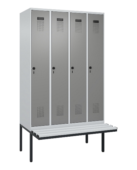 C+P Spind Evolo PLUS 0490407-10 mit Sitzbank 1 Abt.300mm Drehriegel (HxBxT) 2120x300x815mm 7016/7016