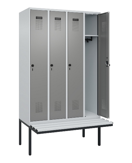 C+P Spind Evolo PLUS 0490407-10 mit Sitzbank 1 Abt.300mm Drehriegel (HxBxT) 2120x300x815mm 7016/7016