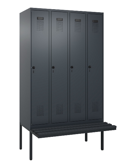 C+P Spind Evolo PLUS 0490407-10 mit Sitzbank 1 Abt.300mm Drehriegel (HxBxT) 2120x300x815mm 7016/7016