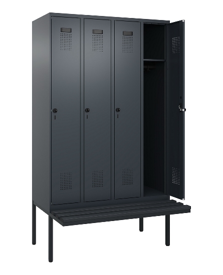 C+P Spind Evolo PLUS 0490407-10 mit Sitzbank 1 Abt.300mm Drehriegel (HxBxT) 2120x300x815mm 7016/7016