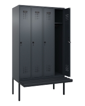 C+P Spind Evolo PLUS 0490407-10 mit Sitzbank 1 Abt.300mm Drehriegel (HxBxT) 2120x300x815mm 7016/7016