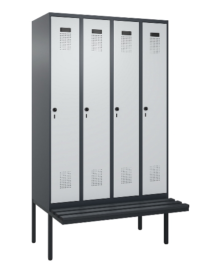 C+P Spind Evolo PLUS 0490407-10 mit Sitzbank 1 Abt.300mm Drehriegel (HxBxT) 2120x300x815mm 7016/7016