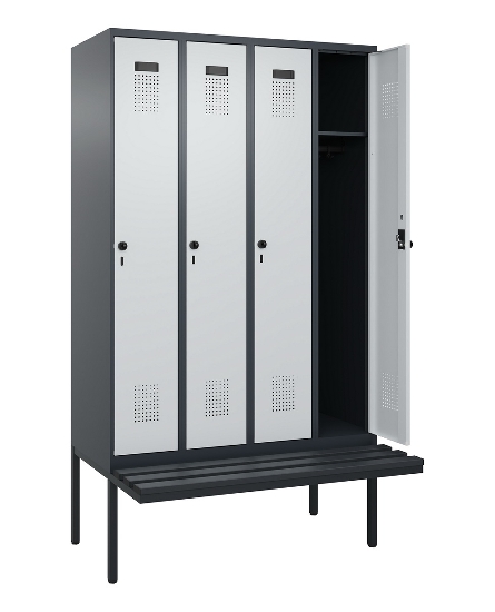 C+P Spind Evolo PLUS 0490407-10 mit Sitzbank 1 Abt.300mm Drehriegel (HxBxT) 2120x300x815mm 7016/7016