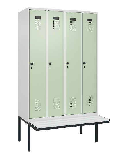 C+P Spind Evolo PLUS 0490407-10 mit Sitzbank 1 Abt.300mm Drehriegel (HxBxT) 2120x300x815mm 7016/7016