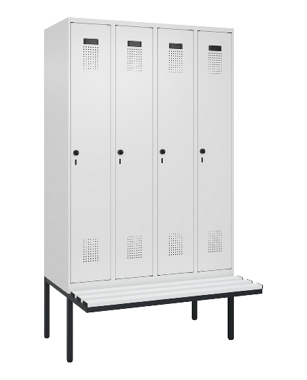 C+P Spind Evolo PLUS 0490407-10 mit Sitzbank 1 Abt.300mm Drehriegel (HxBxT) 2120x300x815mm 7016/7016