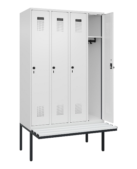 C+P Spind Evolo PLUS 0490407-10 mit Sitzbank 1 Abt.300mm Drehriegel (HxBxT) 2120x300x815mm 7016/7016