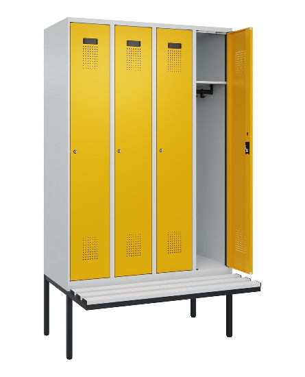 C+P Spind Evolo PLUS 0490407-10 mit Sitzbank 1 Abt.300mm Drehriegel (HxBxT) 2120x300x815mm 7016/7016