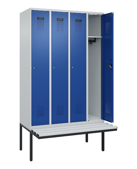 C+P Spind Evolo PLUS 0490407-10 mit Sitzbank 1 Abt.300mm Drehriegel (HxBxT) 2120x300x815mm 7016/7016