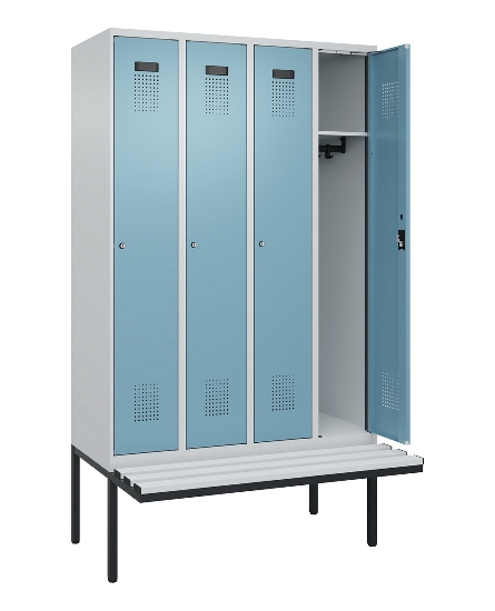 C+P Spind Evolo PLUS 0490407-10 mit Sitzbank 1 Abt.300mm Drehriegel (HxBxT) 2120x300x815mm 7016/7016