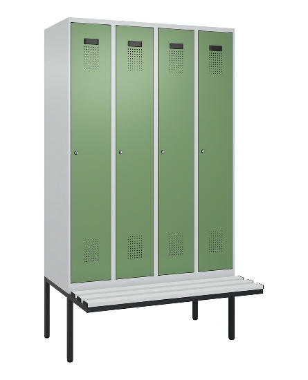 C+P Spind Evolo PLUS 0490407-10 mit Sitzbank 1 Abt.300mm Drehriegel (HxBxT) 2120x300x815mm 7016/7016