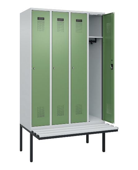 C+P Spind Evolo PLUS 0490407-10 mit Sitzbank 1 Abt.300mm Drehriegel (HxBxT) 2120x300x815mm 7016/7016