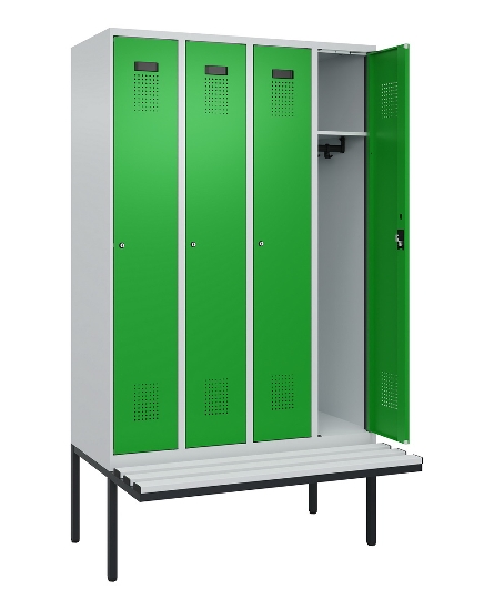 C+P Spind Evolo PLUS 0490407-10 mit Sitzbank 1 Abt.300mm Drehriegel (HxBxT) 2120x300x815mm 7016/7016