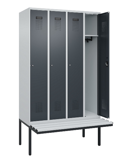 C+P Spind Evolo PLUS 0490407-10 mit Sitzbank 1 Abt.300mm Drehriegel (HxBxT) 2120x300x815mm 7016/7016