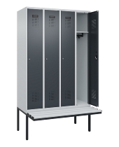 C+P Spind Evolo PLUS 0490407-10 mit Sitzbank 1 Abt.300mm Drehriegel (HxBxT) 2120x300x815mm 7016/7016