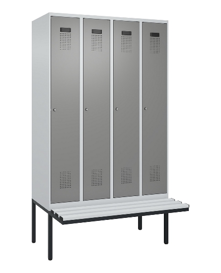 C+P Spind Evolo PLUS 0490407-10 mit Sitzbank 1 Abt.300mm Drehriegel (HxBxT) 2120x300x815mm 7016/7016