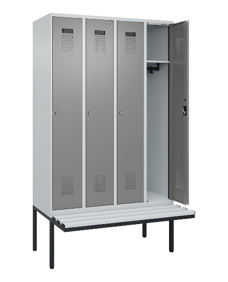 C+P Spind Evolo PLUS 0490407-10 mit Sitzbank 1 Abt.300mm Drehriegel (HxBxT) 2120x300x815mm 7016/7016