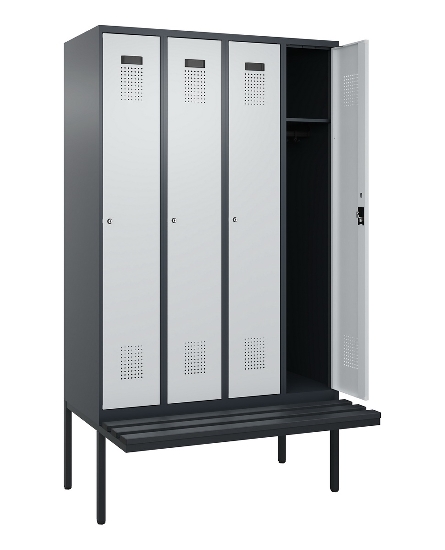C+P Spind Evolo PLUS 0490407-10 mit Sitzbank 1 Abt.300mm Drehriegel (HxBxT) 2120x300x815mm 7016/7016