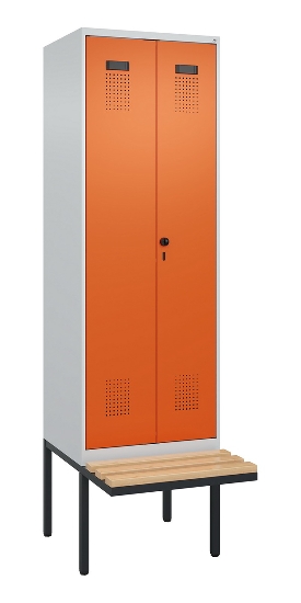 C+P Schwarz-Weiß-Spind Evolo PLUS 0490427-22 schw.Bank 2 Abt.je 400mm Drehriegel (HxBxT) 2120x800x815mm 7035/5012