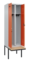 C+P Schwarz-Weiß-Spind Evolo PLUS 0490427-22 schw.Bank 2 Abt.je 400mm Drehriegel (HxBxT) 2120x800x815mm 7035/5012