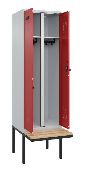 C+P Schwarz-Weiß-Spind Evolo PLUS 0490427-22 schw.Bank 2 Abt.je 400mm Drehriegel (HxBxT) 2120x800x815mm 7035/5012