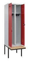 C+P Schwarz-Weiß-Spind Evolo PLUS 0490427-22 schw.Bank 2 Abt.je 400mm Drehriegel (HxBxT) 2120x800x815mm 7035/5012