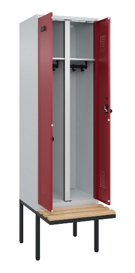 C+P Schwarz-Weiß-Spind Evolo PLUS 0490427-22 schw.Bank 2 Abt.je 400mm Drehriegel (HxBxT) 2120x800x815mm 7035/5012