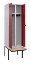 C+P Schwarz-Weiß-Spind Evolo PLUS 0490427-22 schw.Bank 2 Abt.je 400mm Drehriegel (HxBxT) 2120x800x815mm 7035/5012