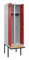 C+P Schwarz-Weiß-Spind Evolo PLUS 0490427-22 schw.Bank 2 Abt.je 400mm Drehriegel (HxBxT) 2120x800x815mm 7035/5012