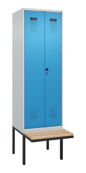 C+P Schwarz-Weiß-Spind Evolo PLUS 0490427-22 schw.Bank 2 Abt.je 400mm Drehriegel (HxBxT) 2120x800x815mm 7035/5012