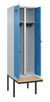 C+P Schwarz-Weiß-Spind Evolo PLUS 0490427-22 schw.Bank 2 Abt.je 400mm Drehriegel (HxBxT) 2120x800x815mm 7035/5012