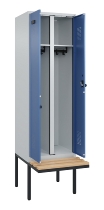 C+P Schwarz-Weiß-Spind Evolo PLUS 0490427-22 schw.Bank 2 Abt.je 400mm Drehriegel (HxBxT) 2120x800x815mm 7035/5012