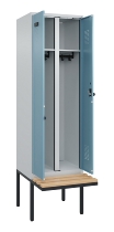 C+P Schwarz-Weiß-Spind Evolo PLUS 0490427-22 schw.Bank 2 Abt.je 400mm Drehriegel (HxBxT) 2120x800x815mm 7035/5012