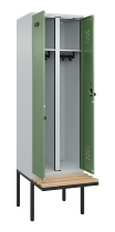 C+P Schwarz-Weiß-Spind Evolo PLUS 0490427-22 schw.Bank 2 Abt.je 400mm Drehriegel (HxBxT) 2120x800x815mm 7035/5012
