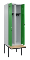 C+P Schwarz-Weiß-Spind Evolo PLUS 0490427-22 schw.Bank 2 Abt.je 400mm Drehriegel (HxBxT) 2120x800x815mm 7035/5012