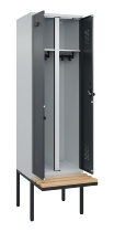 C+P Schwarz-Weiß-Spind Evolo PLUS 0490427-22 schw.Bank 2 Abt.je 400mm Drehriegel (HxBxT) 2120x800x815mm 7035/5012