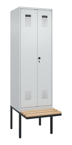 C+P Schwarz-Weiß-Spind Evolo PLUS 0490427-22 schw.Bank 2 Abt.je 400mm Drehriegel (HxBxT) 2120x800x815mm 7035/5012