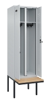 C+P Schwarz-Weiß-Spind Evolo PLUS 0490427-22 schw.Bank 2 Abt.je 400mm Drehriegel (HxBxT) 2120x800x815mm 7035/5012