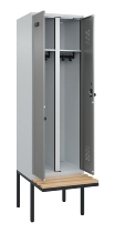 C+P Schwarz-Weiß-Spind Evolo PLUS 0490427-22 schw.Bank 2 Abt.je 400mm Drehriegel (HxBxT) 2120x800x815mm 7035/5012