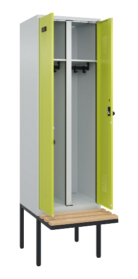 C+P Schwarz-Weiß-Spind Evolo PLUS 0490427-22 schw.Bank 2 Abt.je 400mm Drehriegel (HxBxT) 2120x800x815mm 7035/5012