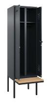 C+P Schwarz-Weiß-Spind Evolo PLUS 0490427-22 schw.Bank 2 Abt.je 400mm Drehriegel (HxBxT) 2120x800x815mm 7035/5012