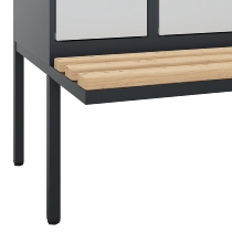 C+P Schwarz-Weiß-Spind Evolo PLUS 0490427-22 schw.Bank 2 Abt.je 400mm Drehriegel (HxBxT) 2120x800x815mm 7035/5012
