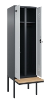 C+P Schwarz-Weiß-Spind Evolo PLUS 0490427-22 schw.Bank 2 Abt.je 400mm Drehriegel (HxBxT) 2120x800x815mm 7035/5012