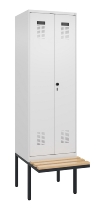 C+P Schwarz-Weiß-Spind Evolo PLUS 0490427-22 schw.Bank 2 Abt.je 400mm Drehriegel (HxBxT) 2120x800x815mm 7035/5012