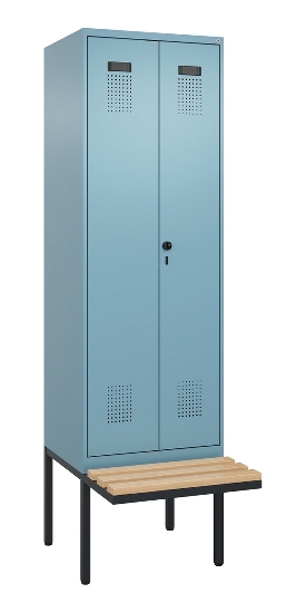 C+P Schwarz-Weiß-Spind Evolo PLUS 0490427-20 schw.Bank 2 Abt.je 300mm Drehriegel (HxBxT) 2120x600x815mm 2004/2004