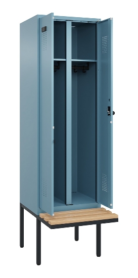 C+P Schwarz-Weiß-Spind Evolo PLUS 0490427-20 schw.Bank 2 Abt.je 300mm Drehriegel (HxBxT) 2120x600x815mm 2004/2004
