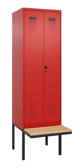 C+P Schwarz-Weiß-Spind Evolo PLUS 0490427-20 schw.Bank 2 Abt.je 300mm Drehriegel (HxBxT) 2120x600x815mm 2004/2004