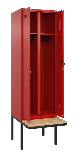 C+P Schwarz-Weiß-Spind Evolo PLUS 0490427-20 schw.Bank 2 Abt.je 300mm Drehriegel (HxBxT) 2120x600x815mm 2004/2004